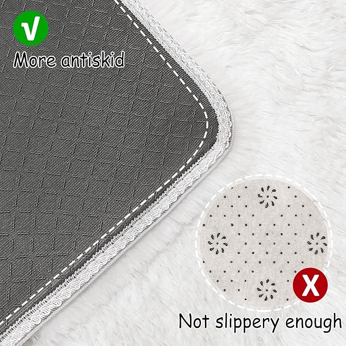 Runner Rug for Bedroom White 3x10ft Fluffy Area Rug Bedside Runner Rug for Kids Room Boys Teens Nursery Baby Living Room Dorm Home Decor Carpets