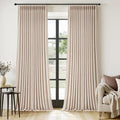 MIULEE Pinch Pleated Thick Linen Curtains 102 Inches Long 2 Panels for Living Room Bedroom, Linen Textured Drapes Pleat Back Tab Memory Trained Light Filtering Sand Beige Window Curtains with Hooks