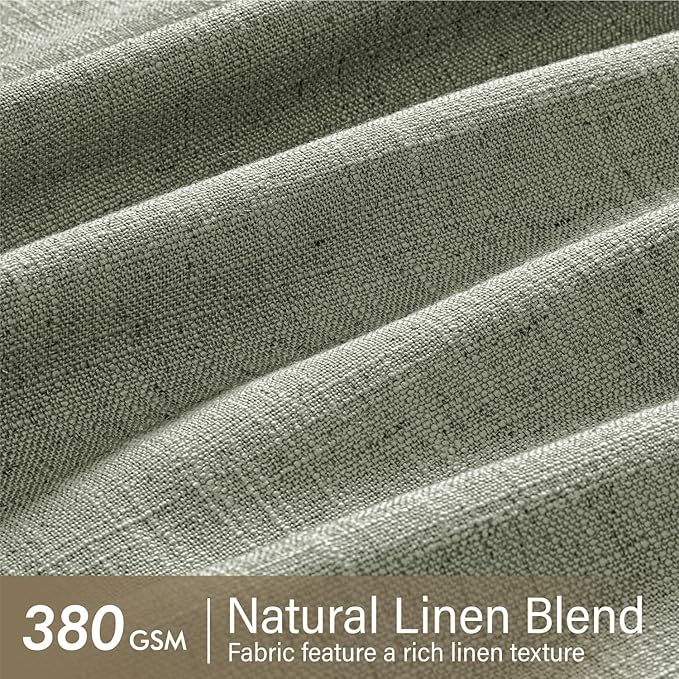 MIULEE Pinch Pleated Thick Linen Curtains 84 Inches Long 2 Panels for Living Room Bedroom, Linen Textured Memory Trained Drapes Pleat Back Tab Light Filtering Sage Green Window Curtains with Hooks