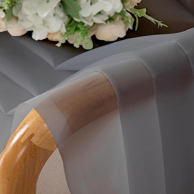 Lecloud Charcoal Grey Sheer Curtains 78 Inches Long 2 Panels, Light Filtering Voile Breathable Curtains, Privacy Solid Window Treatments with Rod Pocket for Bedroom Living Room, Each 42" W x 78" L