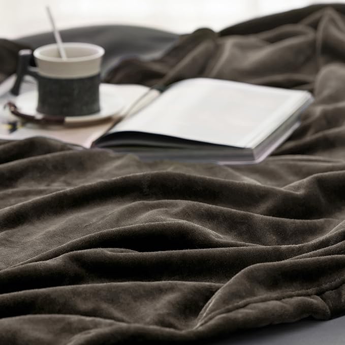 Bedsure GentleSoft Fleece Throw Blanket Brown - 300GSM Blankets for Couch, Sofa, Bed, Soft Lightweight Plush Cozy Throws for Toddlers, 50x60 inches