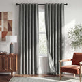 RYB HOME 100% Blackout Linen Textured Curtains 90 inches Long, Thermal Insulating Privacy Energy Saving for Bedroom Living Room Window Office Theater Baby Nursery, W 52 x L 90 in, Grey, 2 Panels
