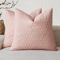 Foindtower Set of 2 Decorative Neutral Floral Print Throw Pillow Covers Vintage Accent Farmhouse Cushion Covers Boho Home Decor for Sofa Couch Chair Bedroom Living Room Outdoor,22×22 Inch,Light Pink