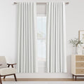 Guken White 100% Blackout Linen Curtains 52 Inch Wide by 76 Inch for Living Room Bedroom Back Tab/Rod Pocket Thermal Insulated Black Out Linen 2 Drapes Room Darkening Window Curtains