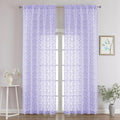 Chyhomenyc Light Purple Sheer Curtains 96 Inch Length 2 Panels Set, Light Filtering Tufted Textured Soft Airy Rod Pocket Gentle Leaf Window Treatment Drapes for Bedroom Living Room, 52" Wx96 L, 2PCS