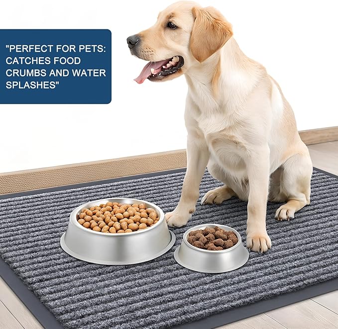 OLANLY Front Door Mat Indoor Outdoor Entrance, Waterproof Heavy Duty Doormat, Fade Resistant, Low Profile, Easy Clean Patio Porch Welcome Floor Mats for Entry, 71x30, Light Gray