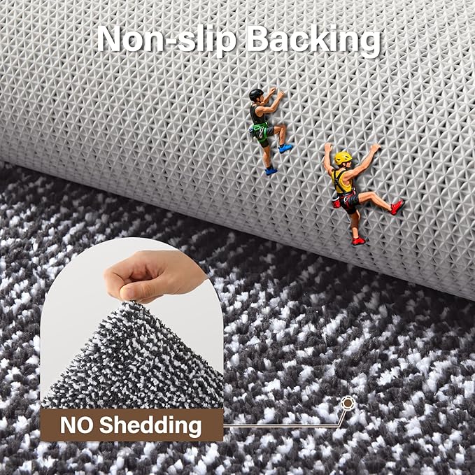 36x24 Large Bathroom Rugs Washable Non Slip, Dark Grey Bath Mat for Bathroom Floor Tub, Soft Absorbent Quick Dry Mats for Shower, Bathtub,Home Decor