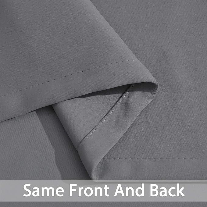 Yakamok Room Darkening Curtains Thermal Insulated Gray Blackout Curtain Panels Solid Grommet Top Window Drapes for Bedroom Living Room Decor(52x72 Inch, Grey, 2 Panels)