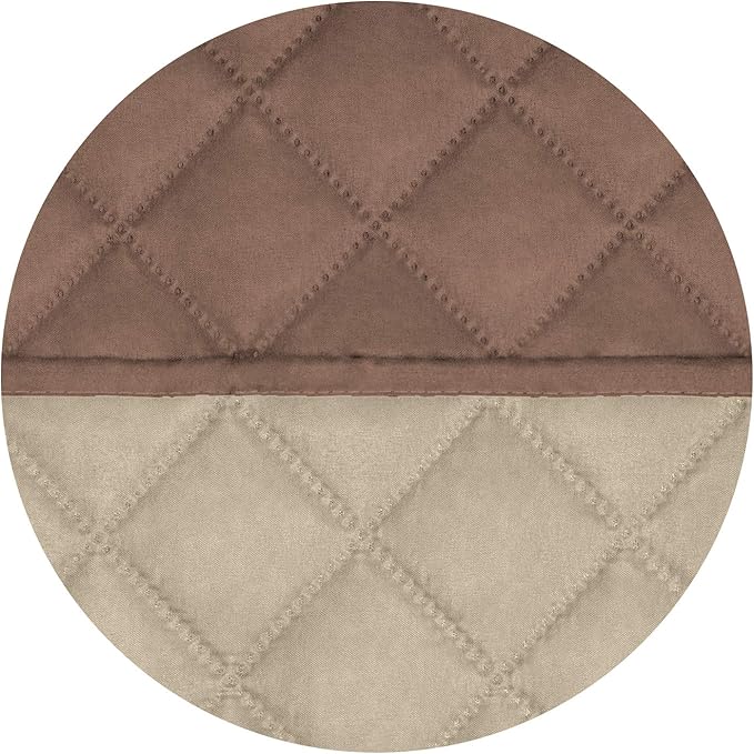 PureFit Reversible Quilted Sofa Cover, Water Resistant Slipcover Furniture Protector, Washable Couch Cover with Non Slip and Elastic Straps for Kids, Dogs, Pets (Small Recliner, Brown/Beige)