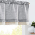 jinchan Linen Valance for Farmhouse Living Room Windows 16 Inch Gray Slubbed Crossed Double Layer Window Valance Light Filtering Rustic Country Overlay Rod Pocket 1 Panel Grey