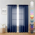 Lecloud Navy Blue Sheer Curtains 72 Inches Long 2 Panels, Light Filtering Window Curtain Drapes for Living Room, Breathable Rod Pocket Window Treatments for Bedroom, Each 40" W x 72" L