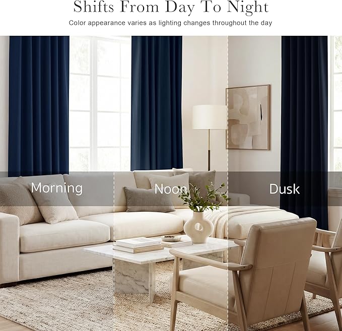 Pony Dance Short Drapesfor Kinchen, Half Drapes for Bathroom Window, Privacy Curtain Tiers for Basement Windows, loft Curtain Tiers for Bedroom, 34x36 Inch, Navy Blue, 2 Panels