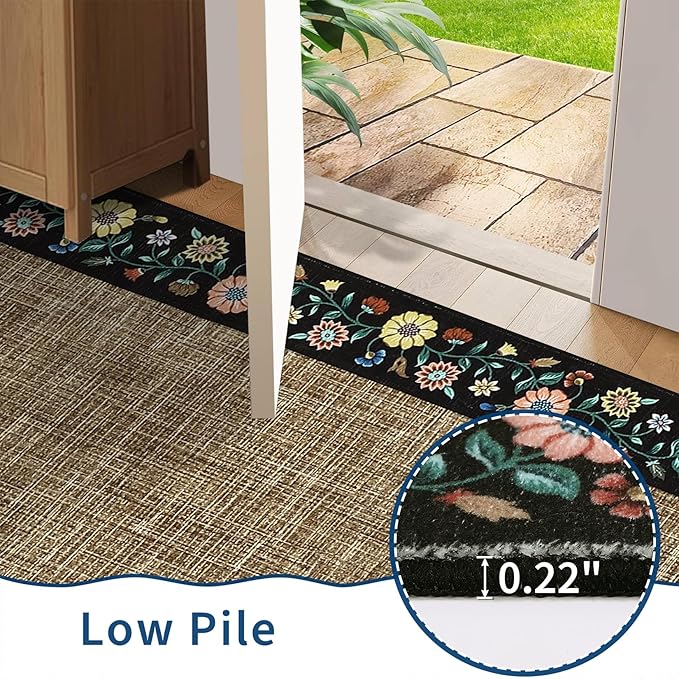 GarveeHome Washable Rugs for Living ROM 8 x 10 Large Area Rug Farmhouse Floral Bordered Bedroom Carpet Indoor Non-Slip Nursery Mat Soft Non Shedding Stain Resistant Carpet for Dining Room, Brown