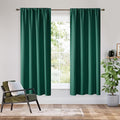 RYB HOME Bedroom Blackout Curtains 63 inches Long, 100% Blackout Thermal Insulated Noise Reducing Curtains for Living Room Nursury, 34 inches Wide by 63 inches Long, Dark Green