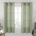 LAMIT Faux Linen Curtains 63 inches Long for Living Room, Sage Green Bronze Grommet Drapes Light Filtering Linen Textured Vertical Curtains for Farmhouse/Bedroom, 2 Panels, 38 x 63 Inch