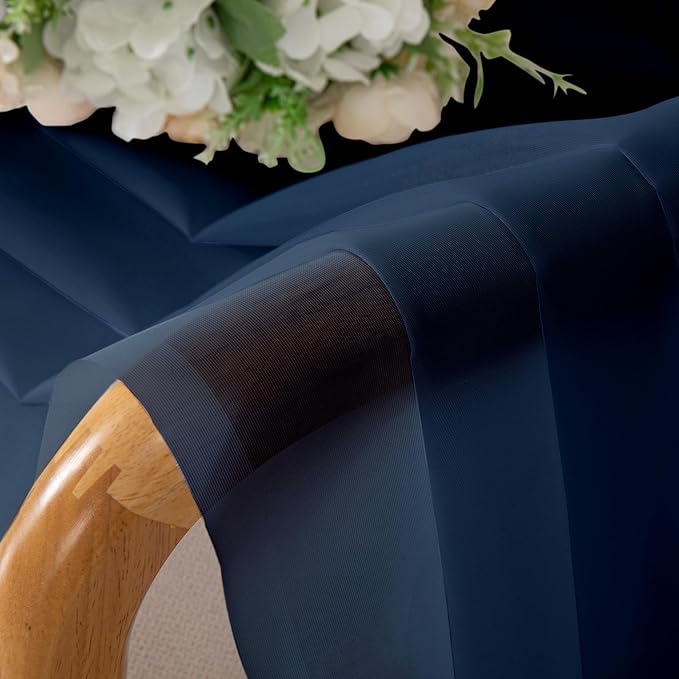 Lecloud Navy Blue Sheer Curtains 84 Inches Long 2 Panels Set, Solid Voile Light Filtering Airy Drapes for Living Room, Elegant Bedroom Decor Window Treatments with Rod Pockets, 40" W x 84" L