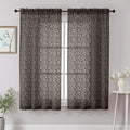 Chyhomenyc Chocolate Sheer Curtains 63 Inch Length 2 Panels Set, Light Filtering Tufted Textured Soft Airy Rod Pocket Beautiful Leaf Window Treatment Drapes for Bedroom Living Room, 42" Wx63 L, 2PCS