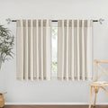 RYB HOME Sheer Curtains for Cafe - Linen Textured Wave Pattern Semi Sheer Curtains for Living Room Dining Kids Nursery Morden Window Frame Decor, Angora, 52 x 45 inches Length, 1 Pair