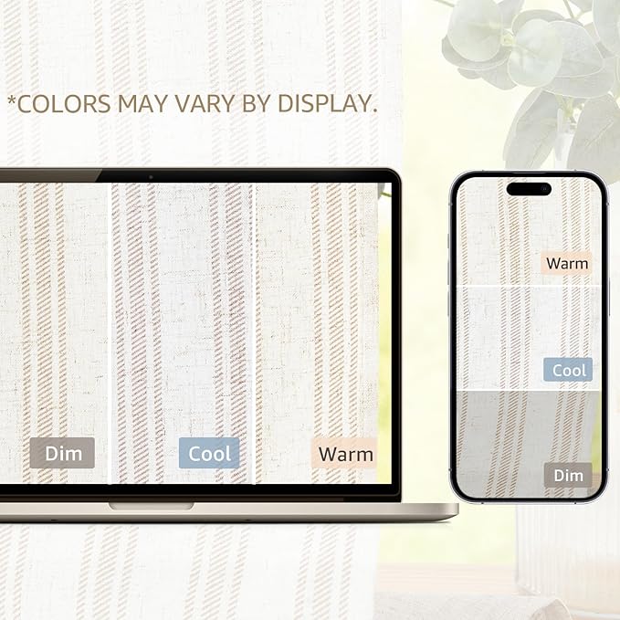 JINCHAN Striped Valance Window Treatment Linen Valance for Windows Small Window Farmhouse Curtain Light Filtering Flax 16 Inch Length Rod Pocket 1 Panel Tan on Linen