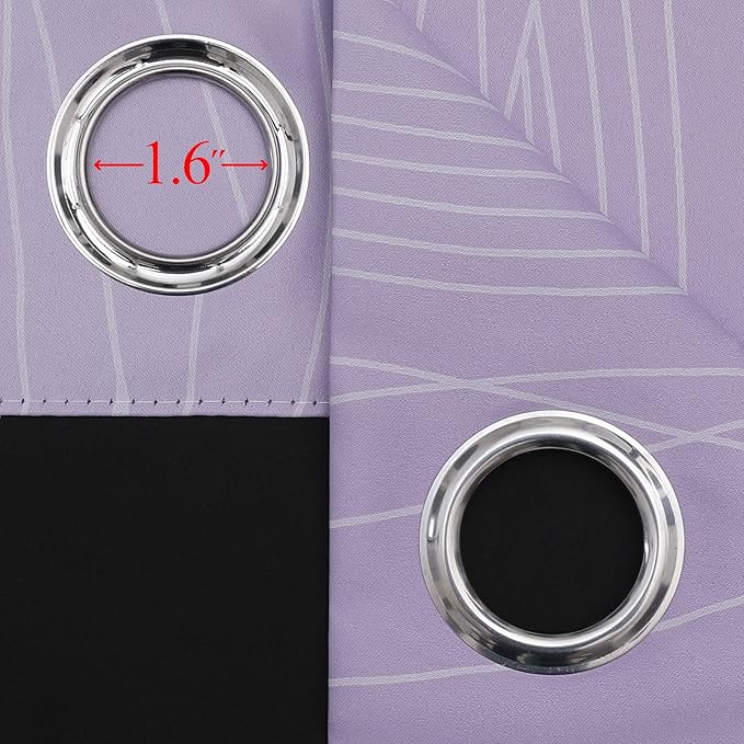 Estelar Textiler Lilac and Greyish White Blackout Curtains 96 Inches Long, Full Room Darkening Grommet Curtains for Bedroom, Thermal Insulated Ombre Blackout Drapes for Living Room, 52Wx96L, 2 Panels
