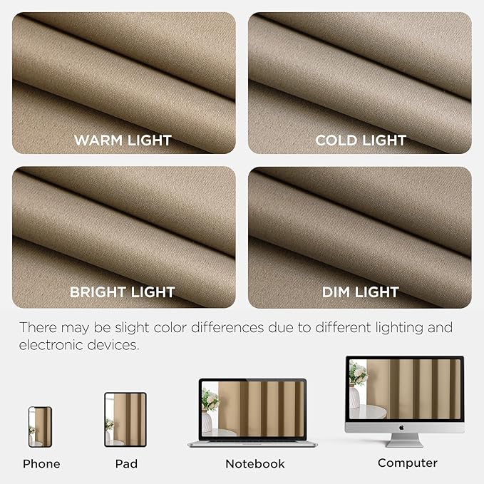 Joydeco Blackout Patio Sliding Door Curtains 84 Inches Long, Grommet Privacy Room Divider Curtains, Extra Wide Thermal Blackout Drapes for Bedroom Living Room (Light Beige, 80Wx84L, 1 Panel)
