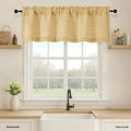 OVZME Valance for Windows, Light Filtering Faux Linen Textured Small Short Valance Kitchen Curtain, Dual Rod Pocket Top Short Window Curtain for Bathroom Basement Farmhouse, 52Wx16L Inch, Gold