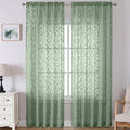Lecloud Leia Sage Green Sheer Curtains 120 Inches Long 2 Panels, Jacquard Textured Voile Curtains, Modern Gauzy Windows Decor Drapes with Dual Rod Pockets for Living Room Bedroom, Each 52" W x 120" L