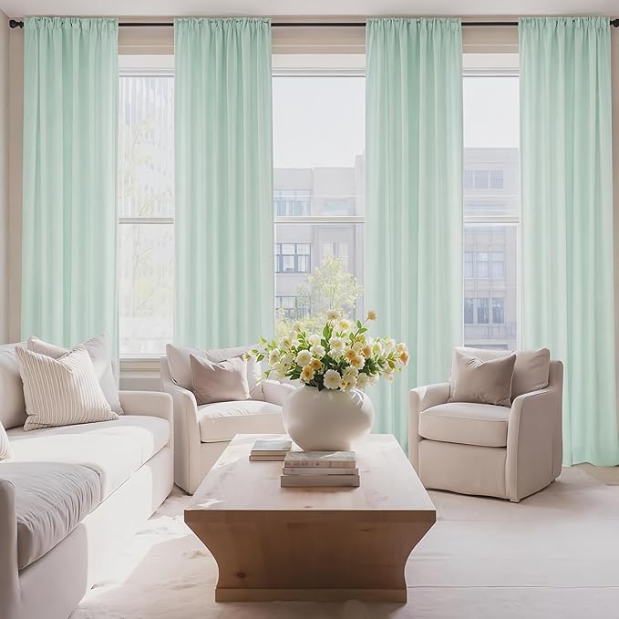 HOMEIDEAS Non-See-Through Sage Green Privacy Sheer Curtains, 52 X 84 Inches Long 2 Panels Sheer Curtains Light Filtering Window Drapes for Bedroom Living Room