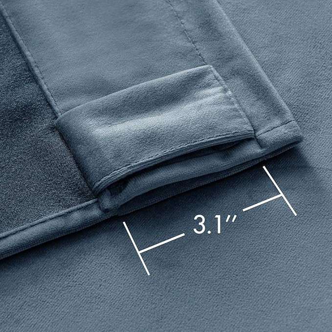 MIULEE Velvet Curtains 84 inches - Luxury Blackout Curtains for Bedroom Living Room Super Soft Light Blue Thermal Insulated Dusty Blue Window Drapes Back Tab, Stone Blue, W52 x L84 inches, 2 Panels