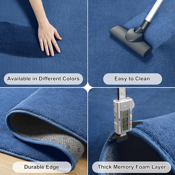 Amearea Modern Soft Hallway Runner Rug, 2x10 Feet Washable Long Runner Rugs for Hallway, Blue Fluffy Bedroom Rugs, Indoor Non Slip Memory Foam Rug Carpet for Entrance Kitchen Living Room Home Decor