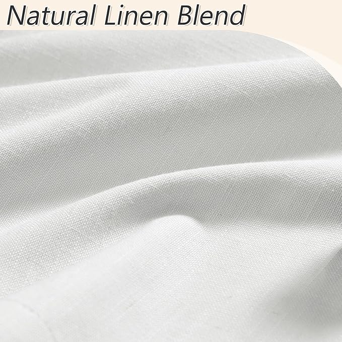 Guken 100% Blackout Linen Curtains 112 Inch Wide by 52 Inch 2 Panels Set for Living Room Bedroom Back Tab Thermal Insulated Black Out Linen Drapes Room Darkening Window Curtains