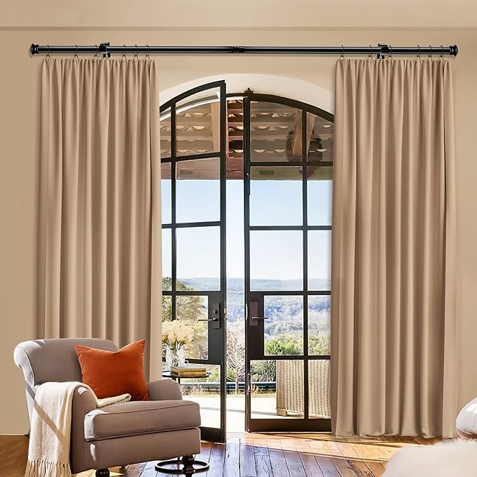 Standard Decorative Window Curtain Rods 30 to 116 Inch,5/8 Inch Diameter Small Curtain Rod Set, Heavy Duty Drapery Rods with Brackets Black