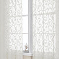 OWENIE Furman Ivory Sheer Curtains 96 inches Long for Bedroom Living Room 2 Panels Set, Light Filtering Soft Semi Sheer Jacquard Clip Farmhouse Curtains Rod Pocket Design, 40Wx96L inch