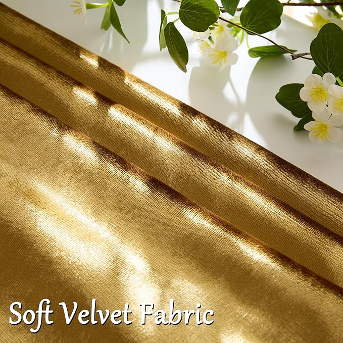 GIGIZAZA Gold Velvet Decorative 20x20 Throw Pillow Covers for Sofa Bed 2 Pack Soft Cushion Cover