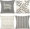 YCOLL Pillow Covers 20x20 Set of 4, Modern Sofa Throw Pillow Cover, Decorative Outdoor Linen Fabric Pillow Case for Couch Bed Car，Gray