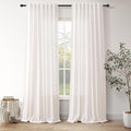 Ivory White Linen Curtains 102 Inches Long for Living Room 2 Panels Back Tab Pocket Natural Semi Sheer Extra Long Drapes Linen Soft Material Light Filtering Window Panel for Bedroom Curtain 52X102