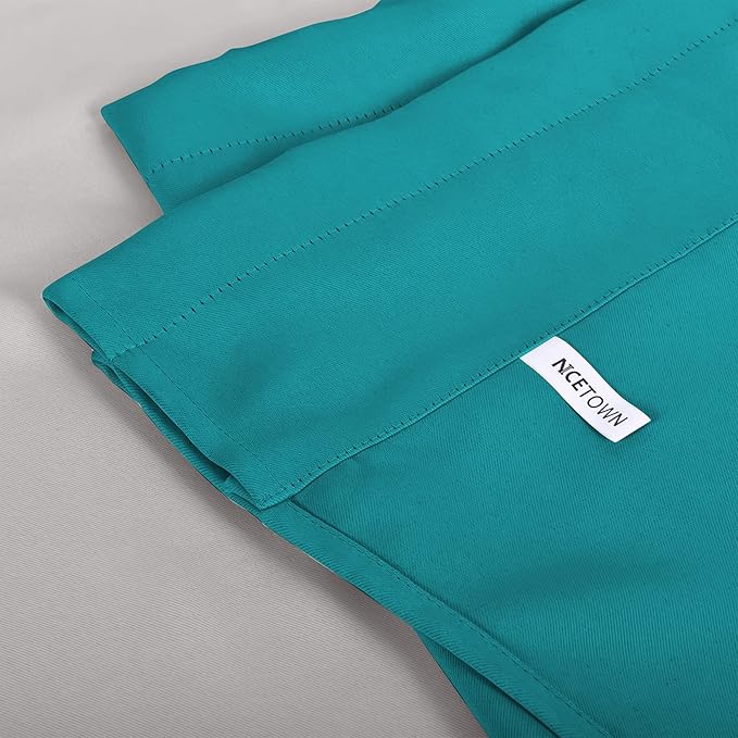 NICETOWN Blackout Valances Scalloped Tier Drape - 42 inches by 18 inches Energy Efficient Rod Pocket Valance Window Treatment Tier Curtain for Camper RV/Bedroom, Peacock Teal, 1 Piece