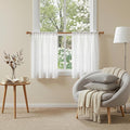 MYSKY HOME Semi Sheer White Curtains 36 Inches Long for Kitchen 2 Panels, Light Filtering Cream Tiers Curtains Rod Pocket Neutral Window Drapes for Bathroom/Cafe/Basement, Pure White, 34 x 36 Inch