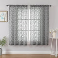 Chyhomenyc Charcoal Grey Sheer Curtains 54 Inch Length for Living Room 2 Panels Set, Light Filtering Tufted Textured Soft Airy Rod Pocket Leaf Window Treatment Drapes for Bedroom, 42" Wx54 L, 2PCS
