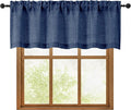 OWENIE Navy Blue Valances for Windows 1 Pcs 18 Inch Length, Light Filtering Textured Short Small Valance Curtains for Bathroom Basement Living Room, Half Window Curtains Over Sink, 60" W by 18" L