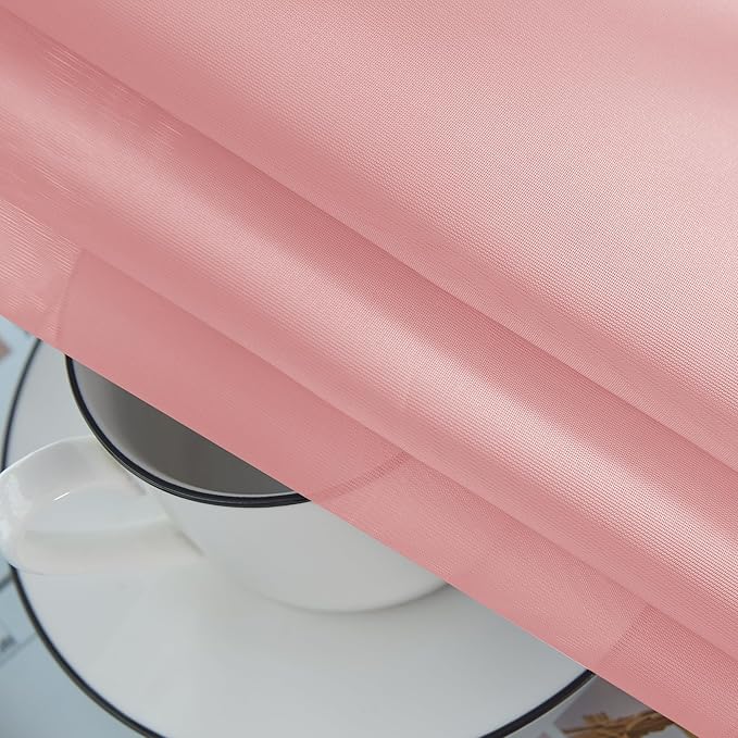 youleyar Solid Sheer Rod Pocket Curtain Voile Draperies 2 Panels White Beige Black Grey Coffee 52 Inch Width 72 Inch Long 1 Pair for Kitchen Bedroom Children Living Room Yard (Blush,52Wｘ72L)