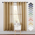 NICETOWN Linen Textured Semi Sheer Bedroom Curtains, Grommet Top Casual Thick Semitransparent Flax Sheer Window Treatment Privacy for Living Room, Camel, W52 x L72, Sold by 2 Panels