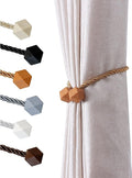 NazTur Magnetic Curtain Tiebacks- Upgrade 2022 with a Thicker Twist Rope & Strong Magnet Tieback Window Treatment Holdbacks Draperies Holders Decorative Drape Handmade Tie Back (Gold, 2)