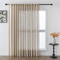 MYSKY HOME Boho Curtains Farmhouse Living Room Curtain Drapes, Light Filtering Semi Soft Cotton Blend Sheer Window Treatments for Sliding Glass Door Doorways, 100" x 90", Light Oatmeal, Set of 1
