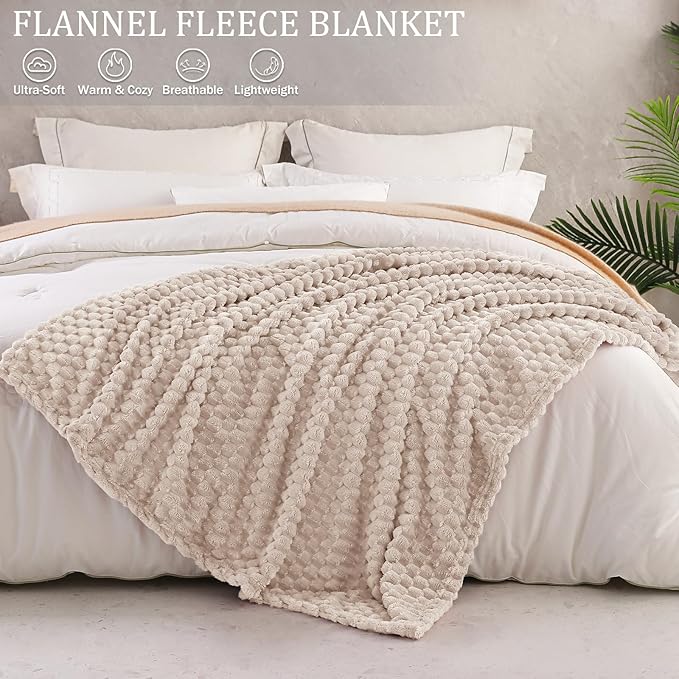 Exclusivo Mezcla Fleece Twin Blanket for Bed, Extra Large Fuzzy Camel Bed Blankets, Soft Cozy Plush Sofa Throws for All Seasons, 60x80 Inches