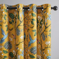 Topfinel Living Room Curtains 72 Inches Long Mustard Yellow Vintage Curtains & Drapes, Room Darkening Grommet Luxury Whimsical Floral Lemon Hummingbird Colorful Blackout Drapes for Living Room Bedroom