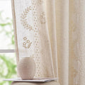 jinchan Belrose Linen Curtains for Bedroom Floral Curtains 90 Inch Length Linen Blend Ivory Embroidered Drapes Farmhouse Flower Patterned Drapes for Living Room Window Treatments Set 2 Panels