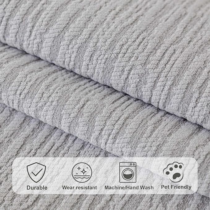 Soft Waterproof Chenille Cover Washable, Non Slip Sectional Sofa Covers for 3 Cushion Couch Sofa L Sharped Sofa Slipcover for Pets, Furniture Protector (1 PCS 36"x63" Light Grey)