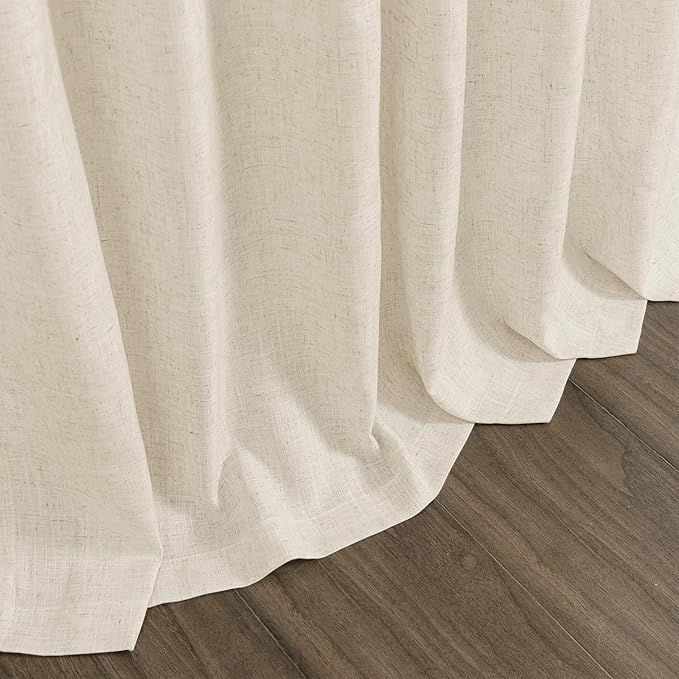 Nanspring 108 Inch Long Curtains for Living Room Birch Beige Linen Modern Farmhouse Decor Light Filtering Semi Sheer Curtain Back Tab Luxury Floor to Ceiling High Window for Bedroom 52x108, 2 Panels