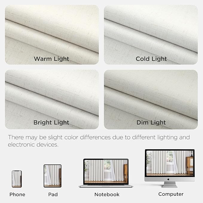 Joydeco Pleated Curtains for Living Room Bedroom, Linen Drapes 90 inch Length 2 Panels Set, Blackout Thermal Insulated Curtain(Ivory,40'' Wx90'' L)